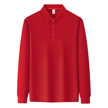 Поло риза с дълъг ръкав, свободна кройка, едноцветна, бродерия, дишащ памук 60%, цепка, без яка, за пролет и есен