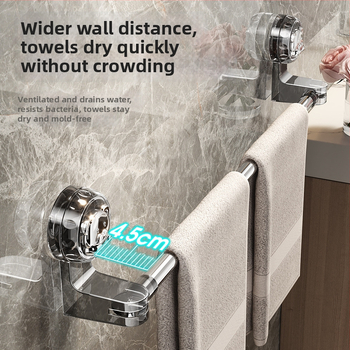 Suport retractabil pentru prosoape din oțel inoxidabil, cu ventuză, rotativ, fără găuri, pentru baie