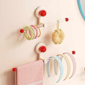 Raft cu ventuză pentru accesorii de păr, organizator de baie montat pe perete, fără găuri, din plastic, brand Yimijia, personalizabil