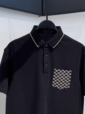 Поло риза за мъже, къс ръкав, дишаща памучна смес, влагоотвеждаща, солиден модел, за лято