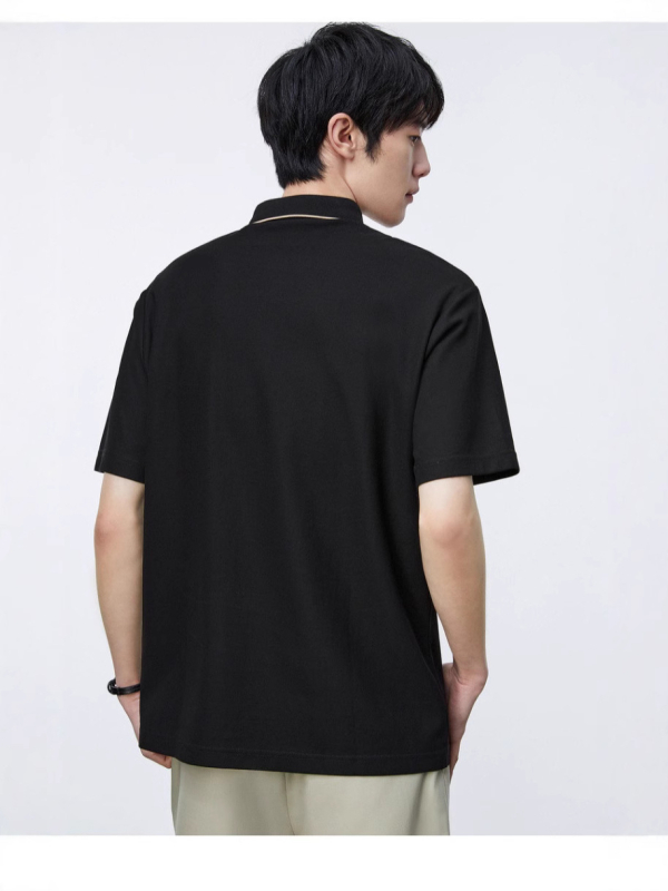 Поло риза за мъже, къс ръкав, дишаща памучна смес, влагоотвеждаща, солиден модел, за лято