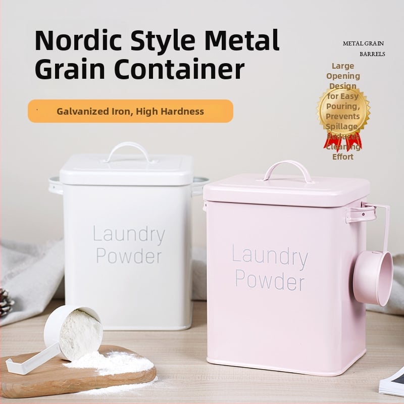 Kovová nádoba na skladovanie obilnín so vzduchotesným vekom a odolnou vlhkosťou, potravinárskej kvality, na ryžu, múku a krmivo pre domáce zvieratá, objem 5–6 L