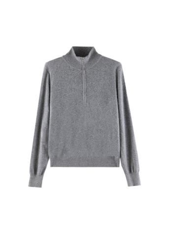 Ženski pleteni džemper u korejskom stilu s polu-visokim ovratnikom, slim fit, dugi rukavi, mješavina materijala