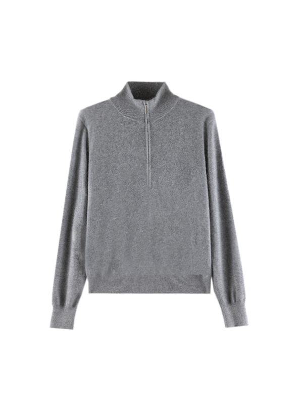 Ženski pleteni džemper u korejskom stilu s polu-visokim ovratnikom, slim fit, dugi rukavi, mješavina materijala