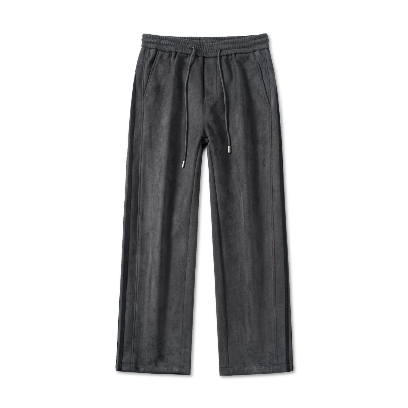 Спортно-ежедневни панталони с три ленти, прав модел, средно висока талия, закопчаване с връзка, полиестер-еластанова смес