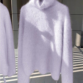 Ženski pleteni top s visokim ovratnikom od Ice Silk, normalne debljine, rukavi u stilu princeze, kapuljača – dizajn za bazni sloj