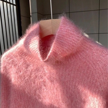 Ženski pleteni top s visokim ovratnikom od Ice Silk, normalne debljine, rukavi u stilu princeze, kapuljača – dizajn za bazni sloj
