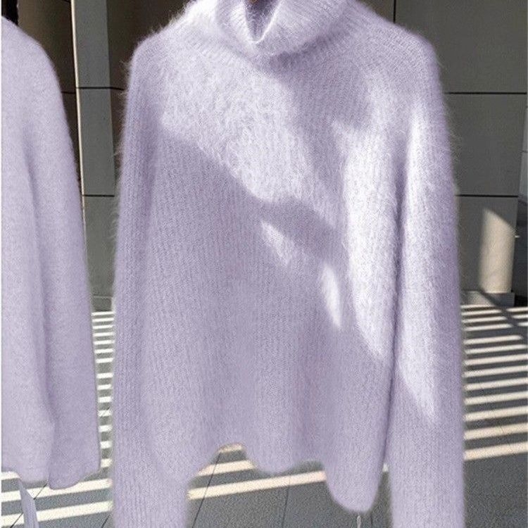 Ženski pleteni top s visokim ovratnikom od Ice Silk, normalne debljine, rukavi u stilu princeze, kapuljača – dizajn za bazni sloj