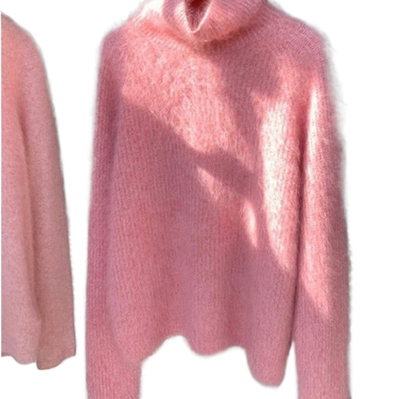 Ženski pleteni top s visokim ovratnikom od Ice Silk, normalne debljine, rukavi u stilu princeze, kapuljača – dizajn za bazni sloj