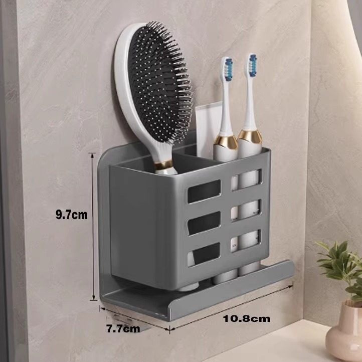 Zidni organizator kupaonice za pastu za zube i četkice, plast, 1 razina, MO045, moderan minimalistički stil