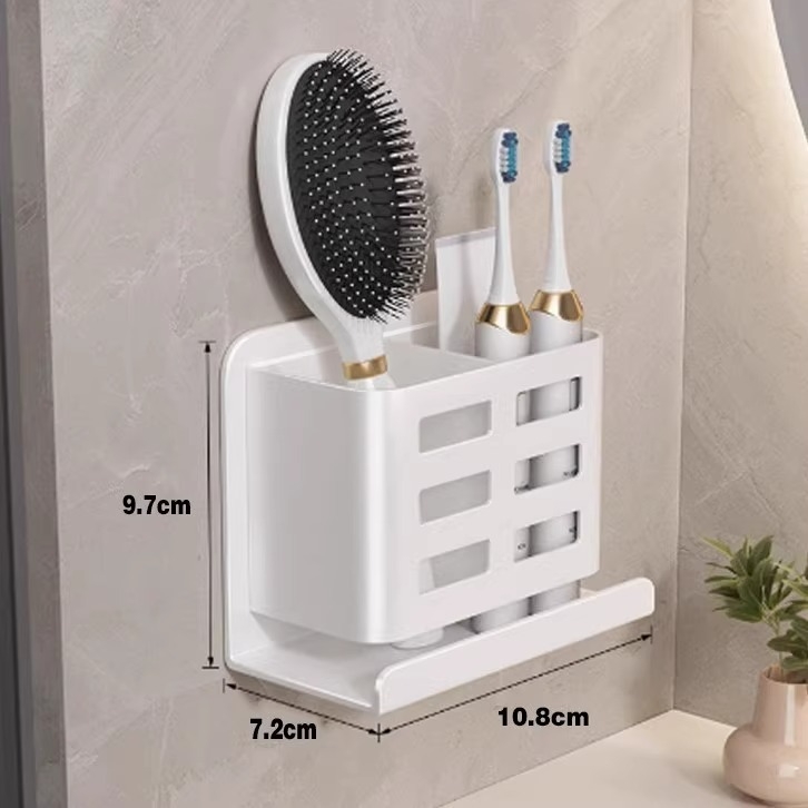 Zidni organizator kupaonice za pastu za zube i četkice, plast, 1 razina, MO045, moderan minimalistički stil