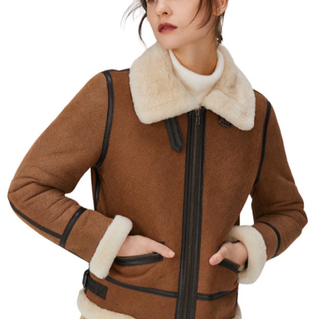 Ženska jakna od umjetne kože s reverom, zip zatvarač, dugi rukavi, umjetno krzno, street hipster stil