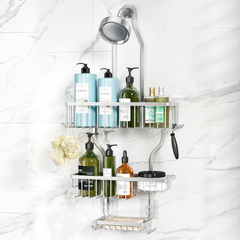 Aluminijski regaľ za kupaonice s 3 razine, moderni minimalistički stil, Baiyi, model Bathroom storage rack-10