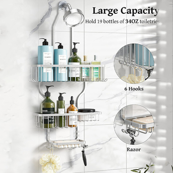 Aluminijski regaľ za kupaonice s 3 razine, moderni minimalistički stil, Baiyi, model Bathroom storage rack-10