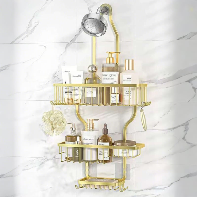 Aluminijski regaľ za kupaonice s 3 razine, moderni minimalistički stil, Baiyi, model Bathroom storage rack-10