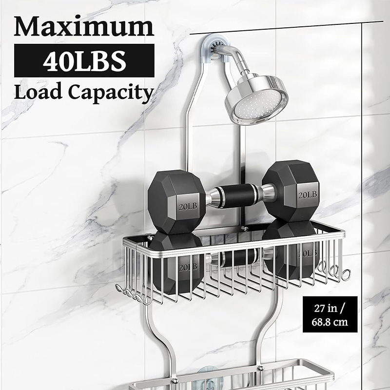Aluminijski regaľ za kupaonice s 3 razine, moderni minimalistički stil, Baiyi, model Bathroom storage rack-10