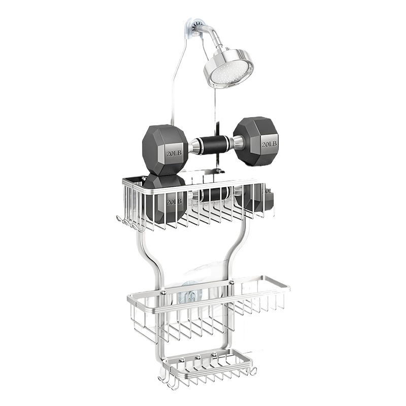 Aluminijski regaľ za kupaonice s 3 razine, moderni minimalistički stil, Baiyi, model Bathroom storage rack-10