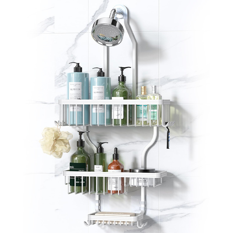 Aluminijski regaľ za kupaonice s 3 razine, moderni minimalistički stil, Baiyi, model Bathroom storage rack-10