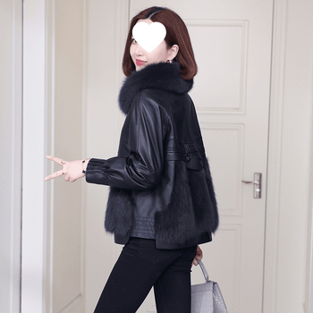 Ženska jakna od umjetne kože sa četvrtastim ovratnikom, bez rukava, zatvarač, washed leather stil