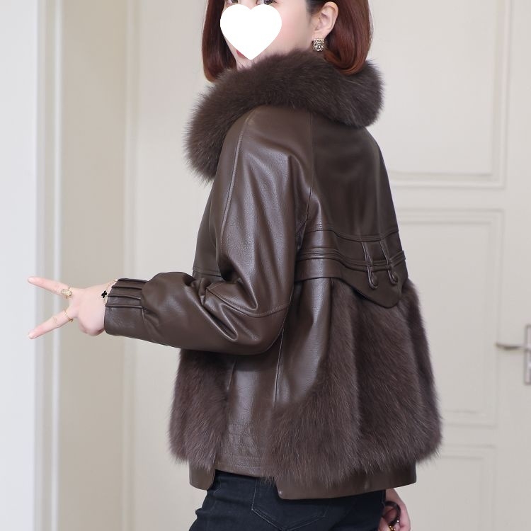 Ženska jakna od umjetne kože sa četvrtastim ovratnikom, bez rukava, zatvarač, washed leather stil
