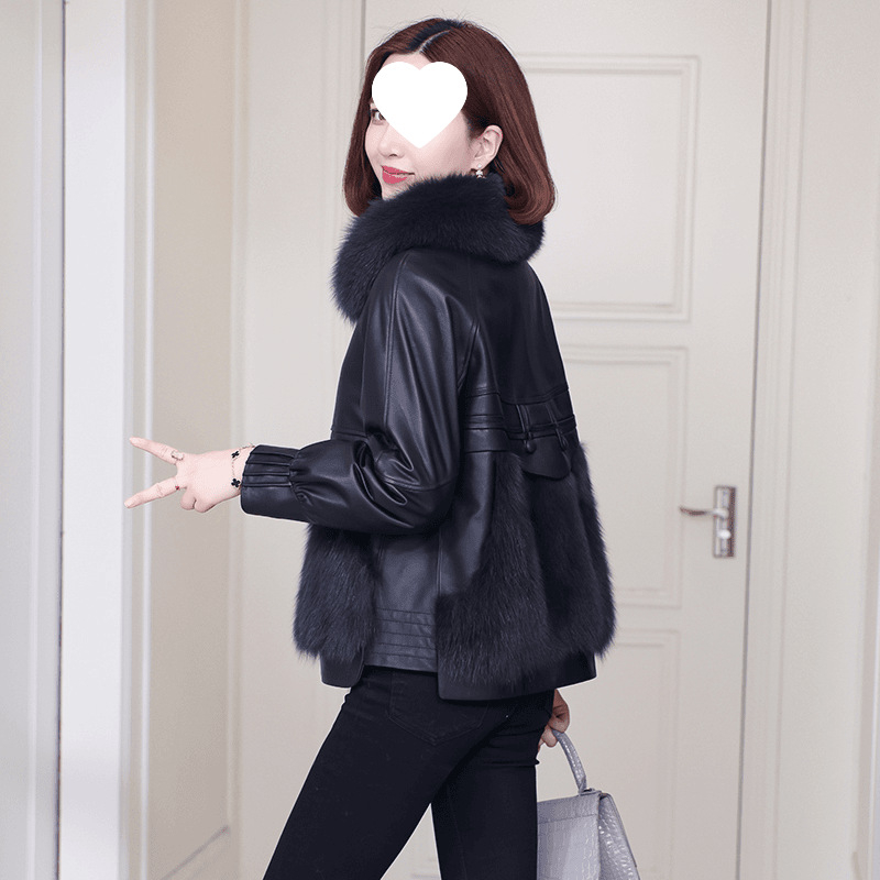 Ženska jakna od umjetne kože sa četvrtastim ovratnikom, bez rukava, zatvarač, washed leather stil