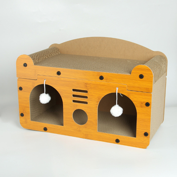 Ushiman Πολλαπλών χρήσεων πίνακας γρατσουνίσματος για γάτες με ενσωματωμένο φωλιά και καναπέ — τρισδιάστατη διόροφος δομή, χαρτί ως υλικό, χαριτωμένο στυλ