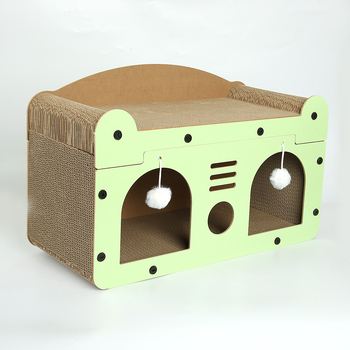 Ushiman Πολλαπλών χρήσεων πίνακας γρατσουνίσματος για γάτες με ενσωματωμένο φωλιά και καναπέ — τρισδιάστατη διόροφος δομή, χαρτί ως υλικό, χαριτωμένο στυλ