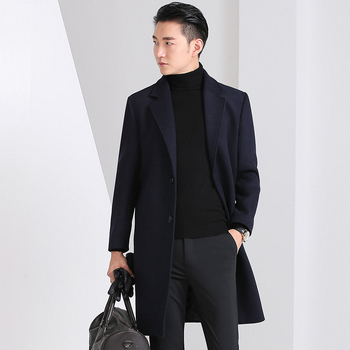 Vuneni kaput, korejskog stila, slim-fit, srednja duljina, 96% poliester