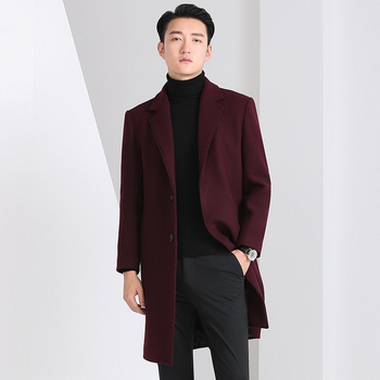 Vuneni kaput, korejskog stila, slim-fit, srednja duljina, 96% poliester