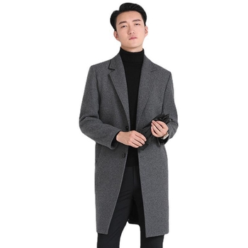 Vuneni kaput, korejskog stila, slim-fit, srednja duljina, 96% poliester