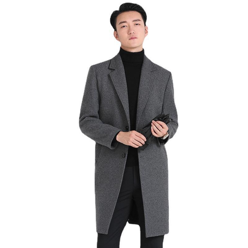 Vuneni kaput, korejskog stila, slim-fit, srednja duljina, 96% poliester