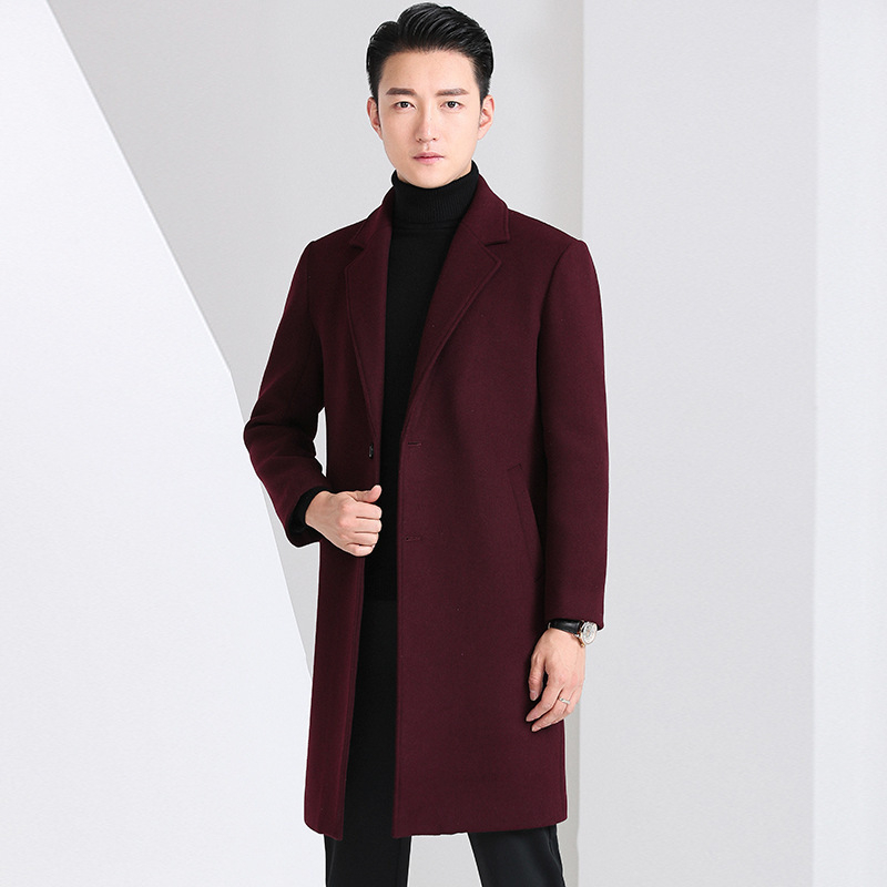 Vuneni kaput, korejskog stila, slim-fit, srednja duljina, 96% poliester