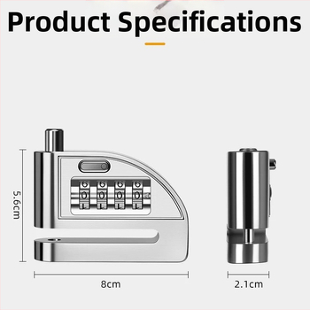 4-ciferný zámok na kotúčovú brzdu pre bicykle, elektrické bicykle a motocykle – Model D01, hliníková zliatina, 235 g, Prispôsobenie k dispozícii