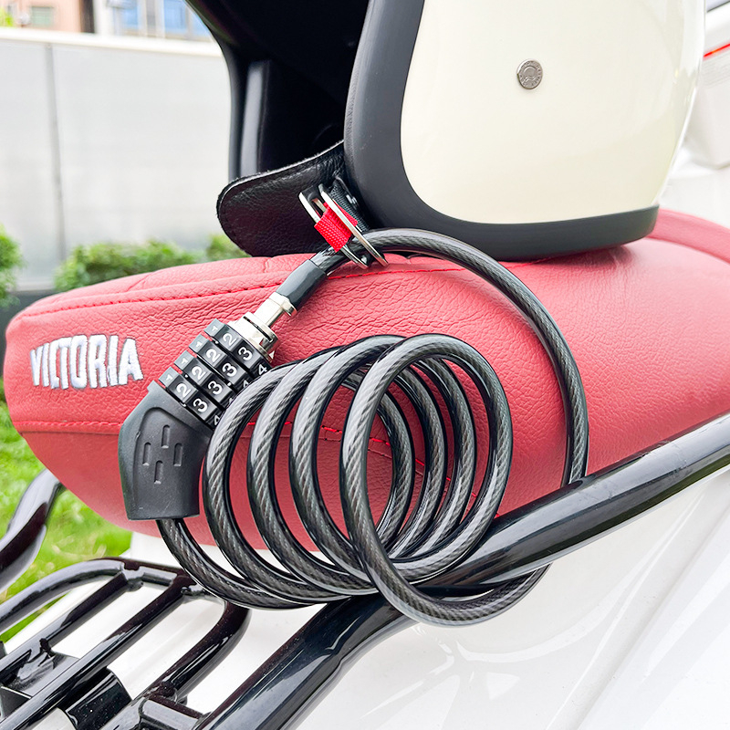 Katanac protiv krađe za motocikl s čeličnim kabelom i kombinacijskim kodom – Model J05, 258 g, za motocikle i električna vozila.