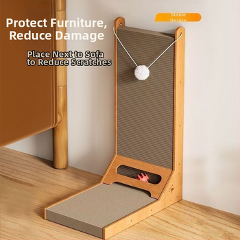 Δίσκος γρατσουνίσματος για γάτες σε σχήμα L, κάθετος, ανθεκτικός στη φθορά και χωρίς τρίχες, μεγάλος, από κυματοειδές χαρτόνι