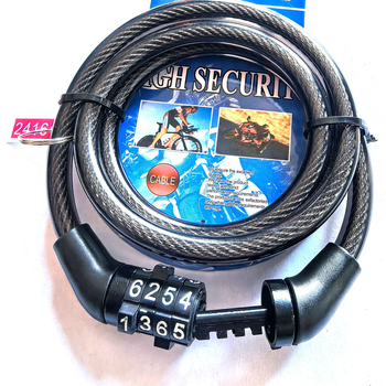 Katanac za bicikl s 4-znamenkastim kodom, čelični kabel, ABS kućište, model 15615, težina 150 g, pogodna za bicikle, električne bicikle i motocikle, cestovne i planinske bicikle