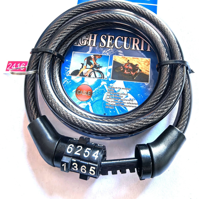 Katanac za bicikl s 4-znamenkastim kodom, čelični kabel, ABS kućište, model 15615, težina 150 g, pogodna za bicikle, električne bicikle i motocikle, cestovne i planinske bicikle