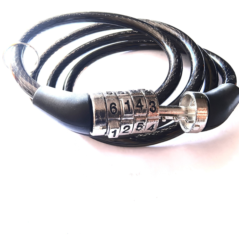Katanac za bicikl s 4-znamenkastim kodom, čelični kabel, ABS kućište, model 15615, težina 150 g, pogodna za bicikle, električne bicikle i motocikle, cestovne i planinske bicikle