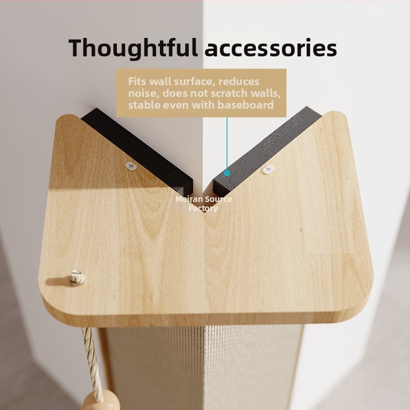 Πίνακας γρατσουνίσματος για γάτες και γωνιακός κάθετος πόστο με ξύλινο σίζαλ — απλό σχέδιο (1 τεμ.; υλικό: ξύλινο σίζαλ; στυλ: απλό)