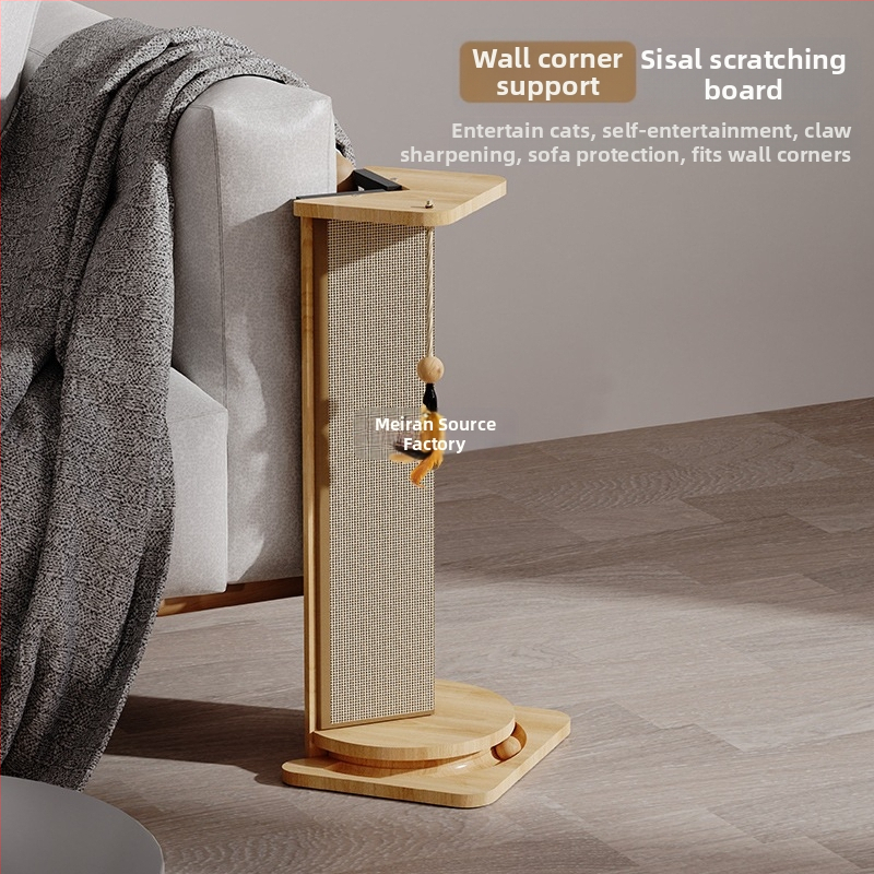 Πίνακας γρατσουνίσματος για γάτες και γωνιακός κάθετος πόστο με ξύλινο σίζαλ — απλό σχέδιο (1 τεμ.; υλικό: ξύλινο σίζαλ; στυλ: απλό)