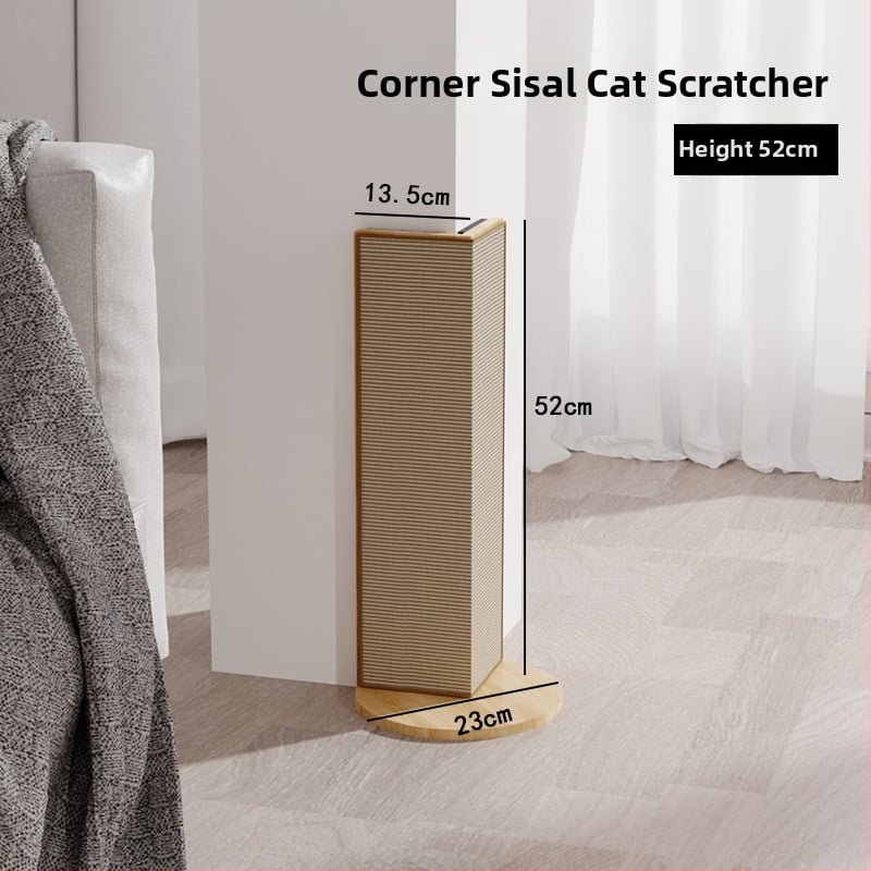 Πίνακας γρατσουνίσματος για γάτες και γωνιακός κάθετος πόστο με ξύλινο σίζαλ — απλό σχέδιο (1 τεμ.; υλικό: ξύλινο σίζαλ; στυλ: απλό)