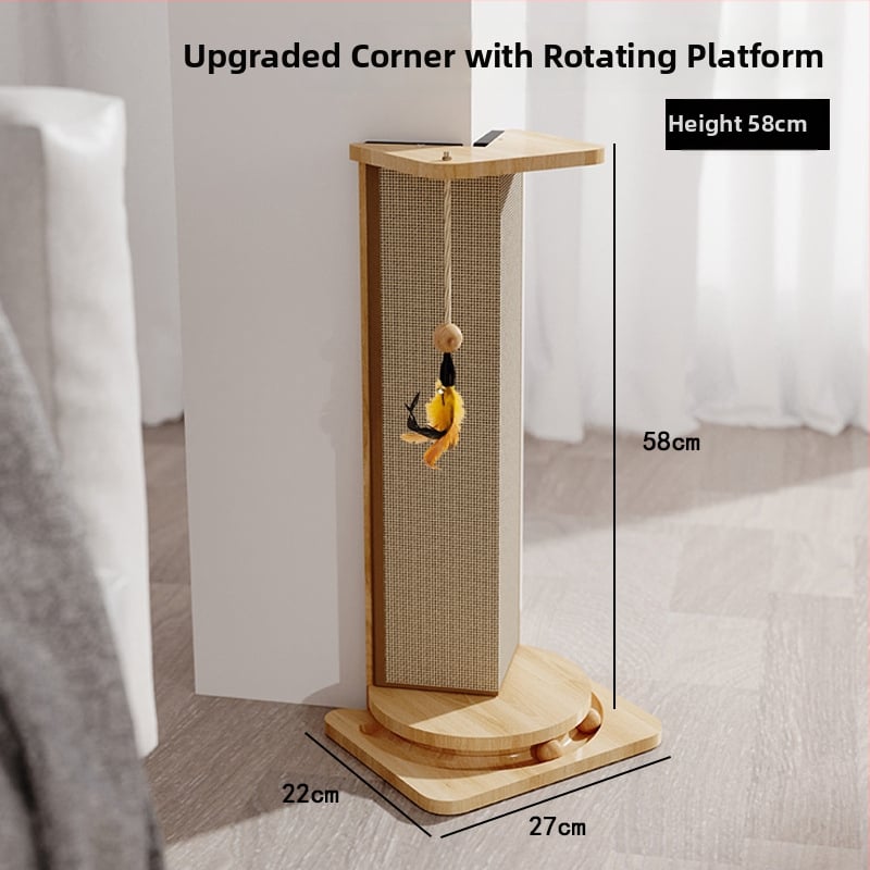 Πίνακας γρατσουνίσματος για γάτες και γωνιακός κάθετος πόστο με ξύλινο σίζαλ — απλό σχέδιο (1 τεμ.; υλικό: ξύλινο σίζαλ; στυλ: απλό)