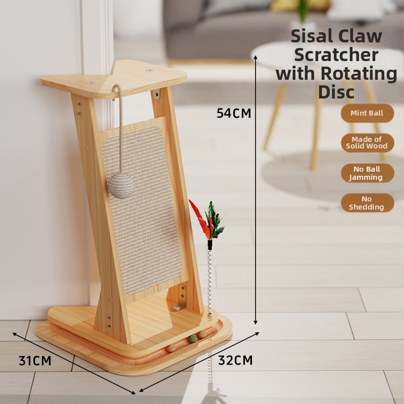 Πίνακας γρατσουνίσματος για γάτες και γωνιακός κάθετος πόστο με ξύλινο σίζαλ — απλό σχέδιο (1 τεμ.; υλικό: ξύλινο σίζαλ; στυλ: απλό)