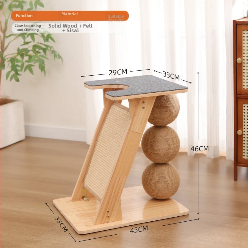 Πίνακας γρατσουνίσματος για γάτες και γωνιακός κάθετος πόστο με ξύλινο σίζαλ — απλό σχέδιο (1 τεμ.; υλικό: ξύλινο σίζαλ; στυλ: απλό)