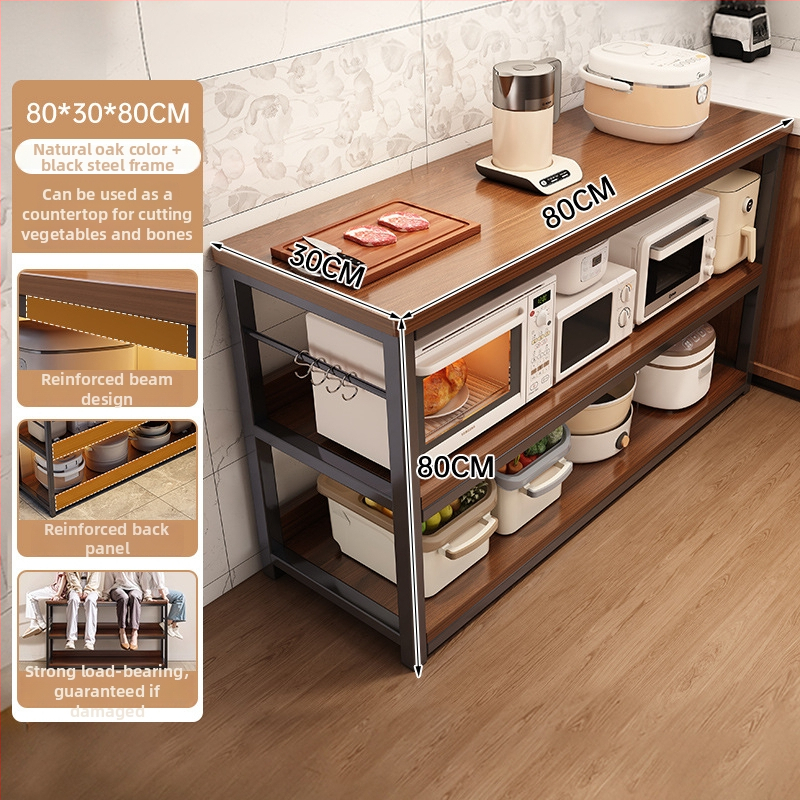 Regál na mikrovlnnú rúru v kuchyni, viacposchodový drevený podlahový organizér, obdĺžnikový dizajn, vhodný do rohu, viacúčelový