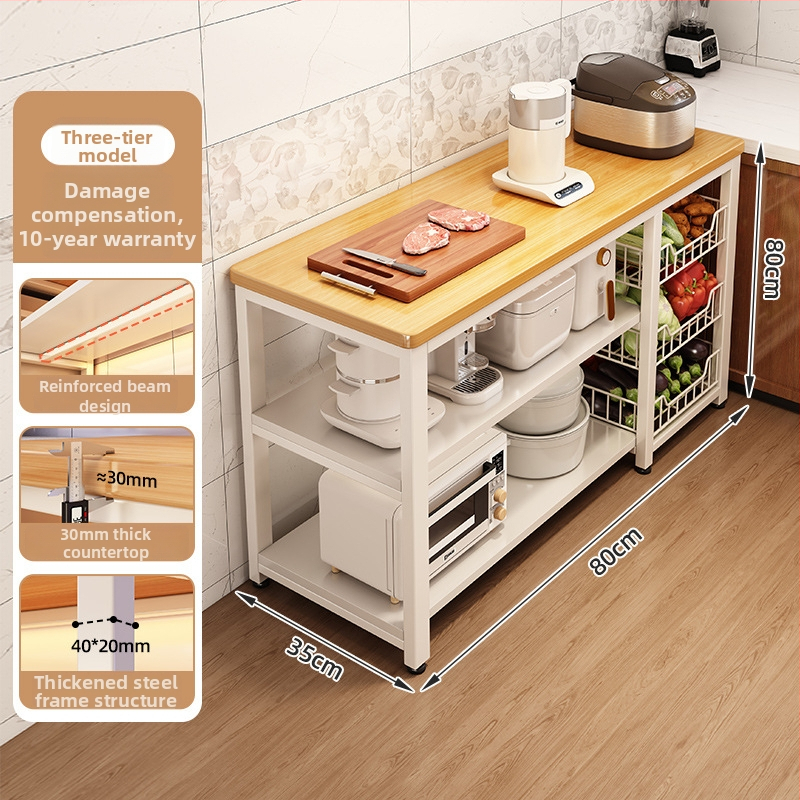 Regál na mikrovlnnú rúru v kuchyni, viacposchodový drevený podlahový organizér, obdĺžnikový dizajn, vhodný do rohu, viacúčelový