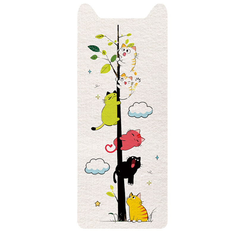Κατακόρυφη επιτοίχια σανίδα γρατσουνίσματος γάτας με καρτούν σχέδιο, ύφασμα, προστασία επίπλων