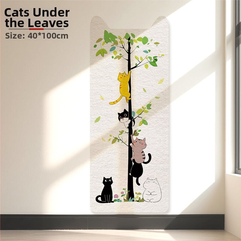 Κατακόρυφη επιτοίχια σανίδα γρατσουνίσματος γάτας με καρτούν σχέδιο, ύφασμα, προστασία επίπλων
