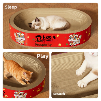 Πίνακας γρατσουνίσματος γάτων με φωλιά, ανθεκτικός στη φθορά, χωρίς απομάκρυνση τρίχων, κατασκευή από κυματοειδές χαρτόνι