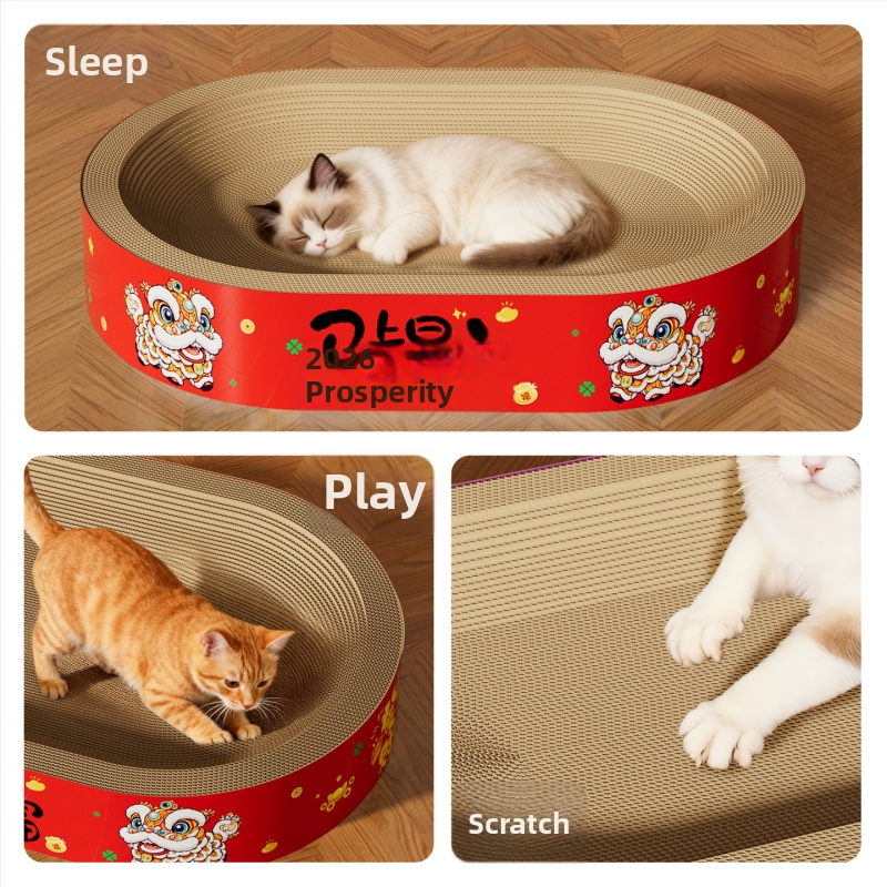 Πίνακας γρατσουνίσματος γάτων με φωλιά, ανθεκτικός στη φθορά, χωρίς απομάκρυνση τρίχων, κατασκευή από κυματοειδές χαρτόνι
